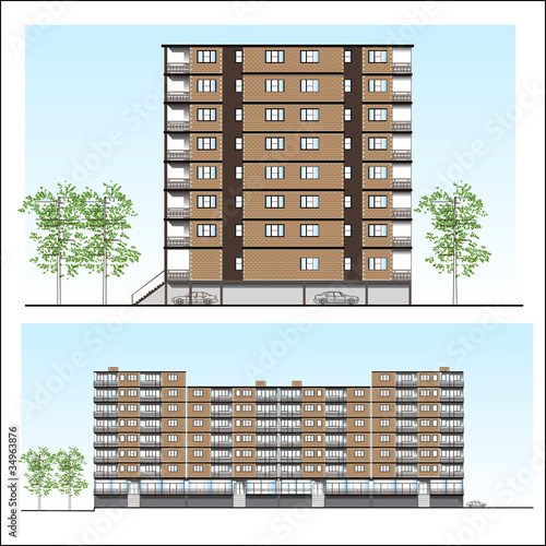 facade. Habitation building - vector