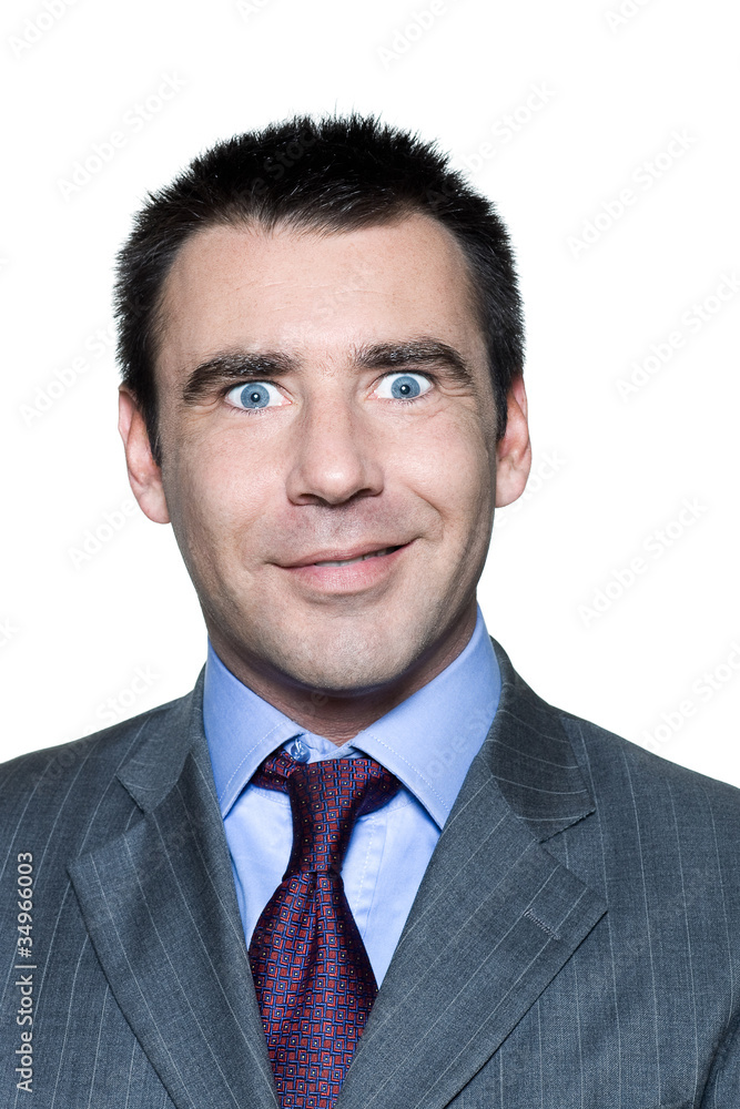 Closeup portrait of a surprised handsome man
