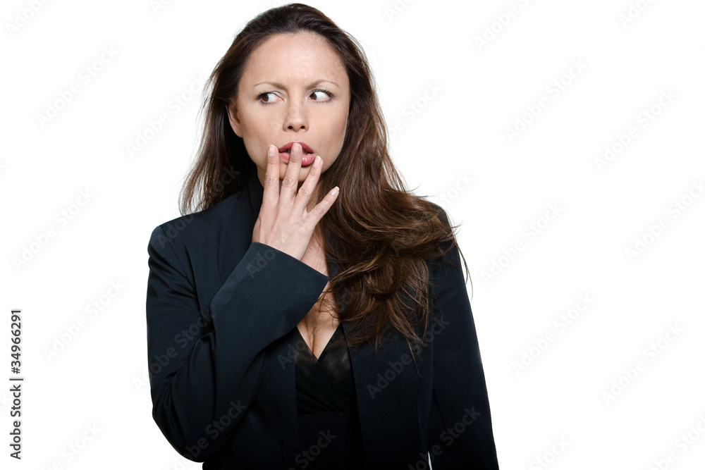 Portrait of beautiful afraid Asian woman looking away Portrait of beautiful afraid Asian woman looking away