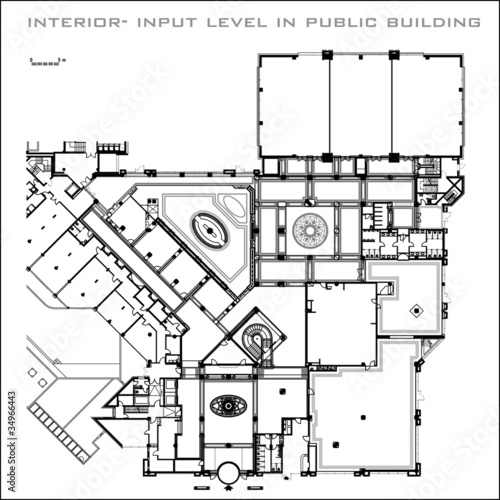 interion-input level in public building, vector