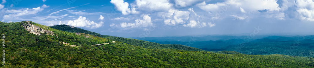 Panorama of stretch of Blue Ridge Parkway near Asheville, NC