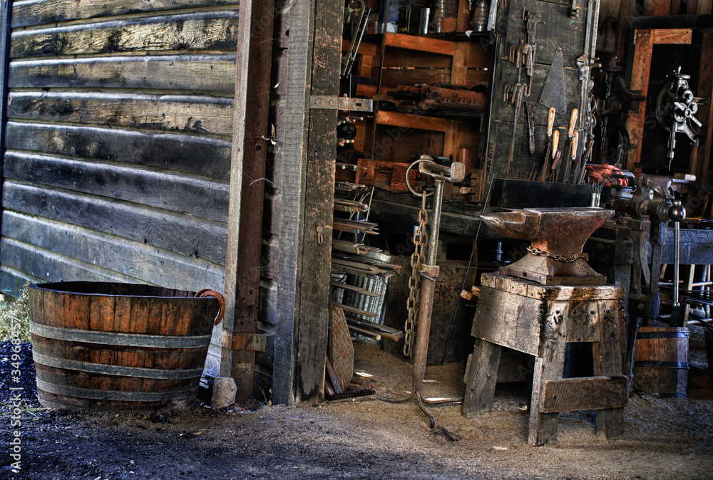 Blacksmith `s tools in shop. HDR Blacksmith `s tools in shop. HDR