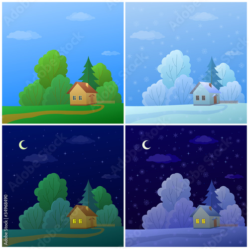 Houses in forest