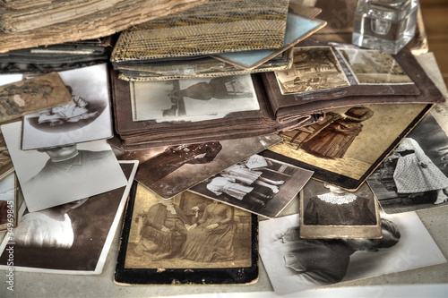 Old photos and albums in sepia and b&w. photo