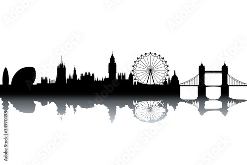 London skyline - black and white vector illustration