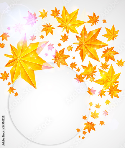 Autumn background with glowing lights. Illustration