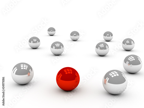 3d leader concept. White ba...