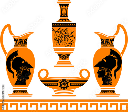 set of hellenic vases. stencils