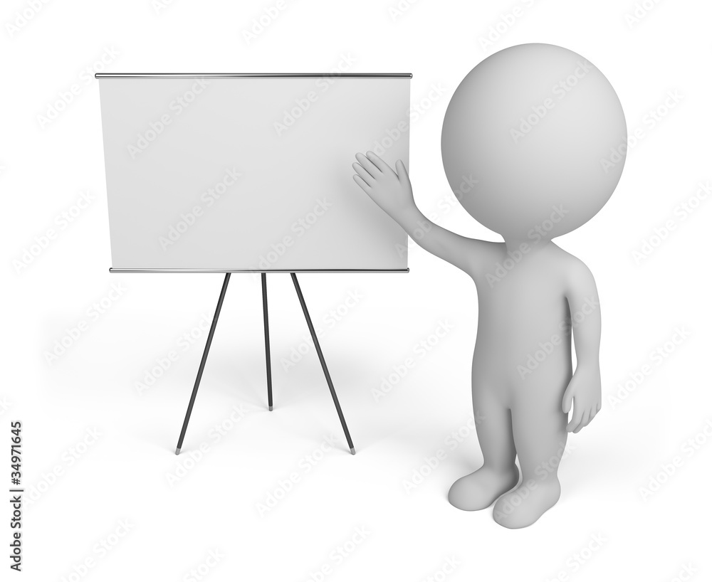 3d small people with empty board 3d small people with empty board