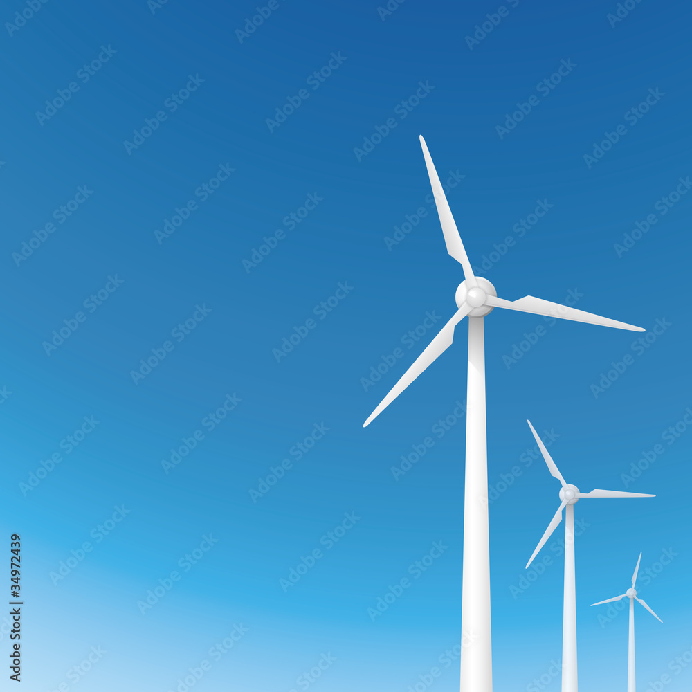 風力発電の風車と青空 風力発電の風車と青空