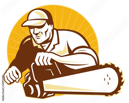 arborist tradesman cutter with chainsaw