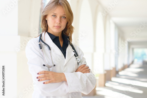Young female doctor outdoors