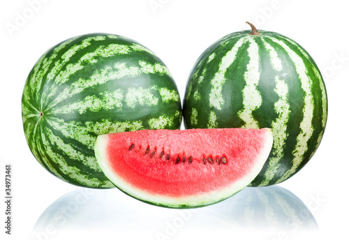 Two Watermelon and Slice isolated on white background