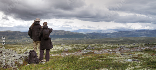 Wanderer in Norwegen (Dovrefjell Nationalpark)
