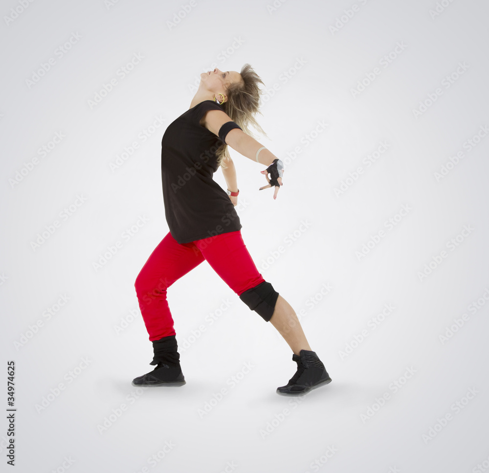 Teenager dancing breakdance in action