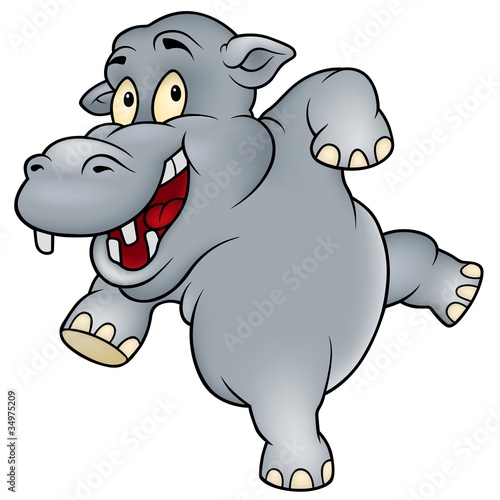 Happy Hippo - colored carto...