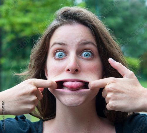 Wall Mural woman making a funny grimace