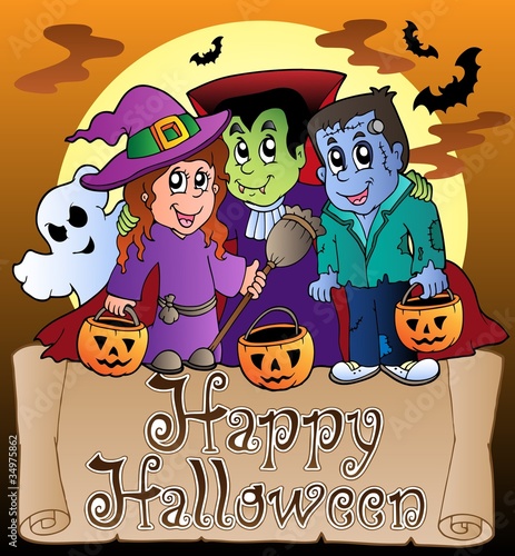 Theme with Happy Halloween banner 3