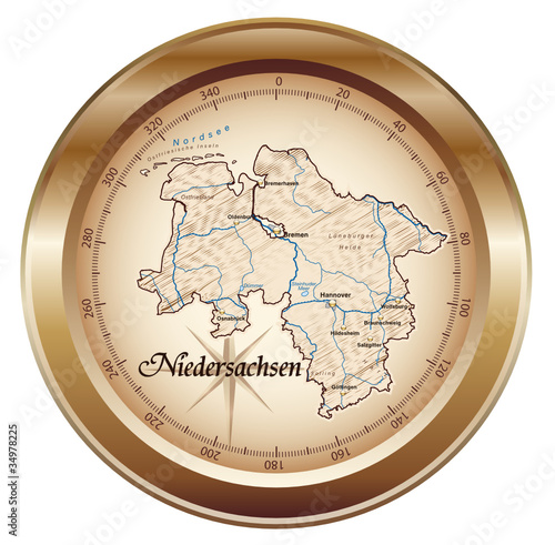 Niedersachsen Kompass in bronze in SVG