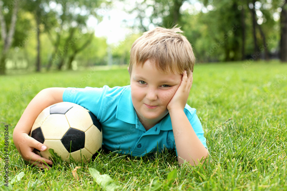 Little boy in the park with a ball Little boy in the park with a ball