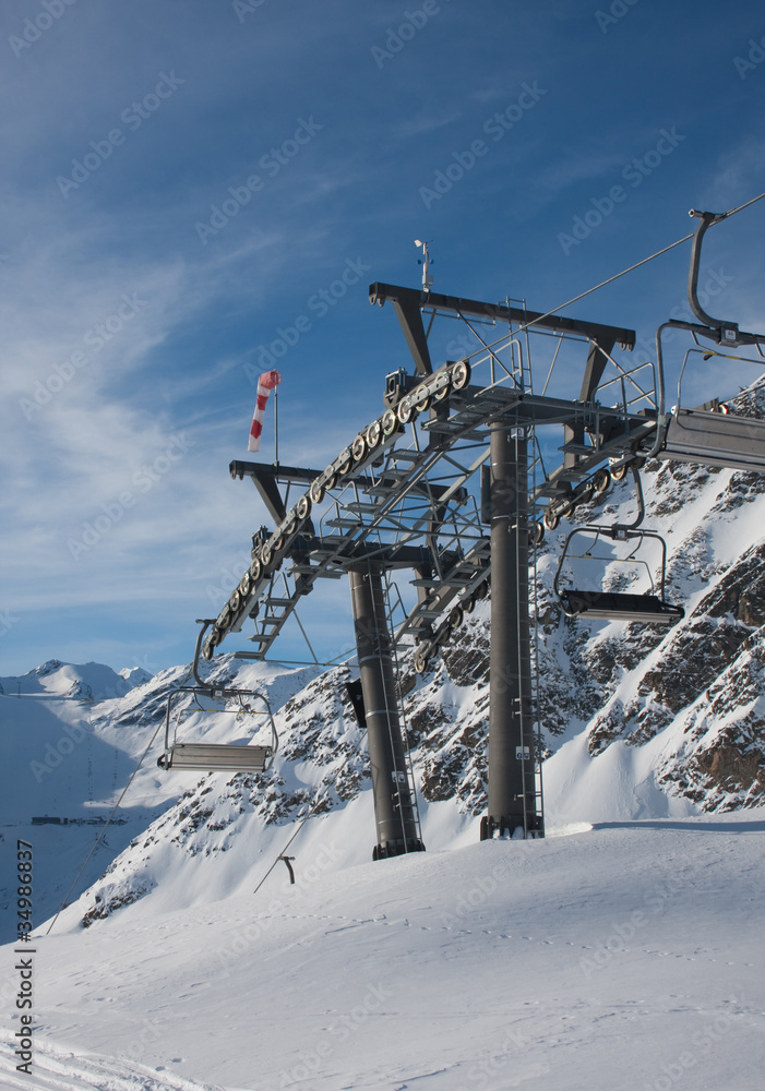 Props ski lifts. The resort of Solden. Austria Props ski lifts. The resort of Solden. Austria
