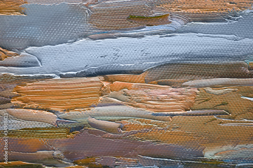 Colorful brushstrokes in oil on canvas