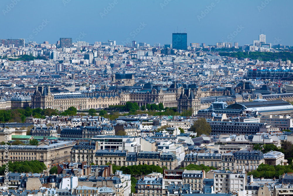 Obraz premium Louvre palace- aerial view from Eiffel Tower, Paris