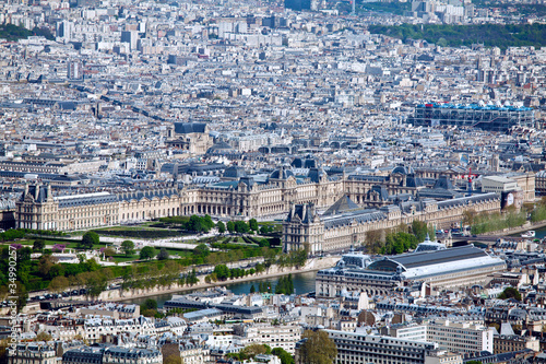 Louvre palace- aerial view from Eiffel Tower, Paris, France