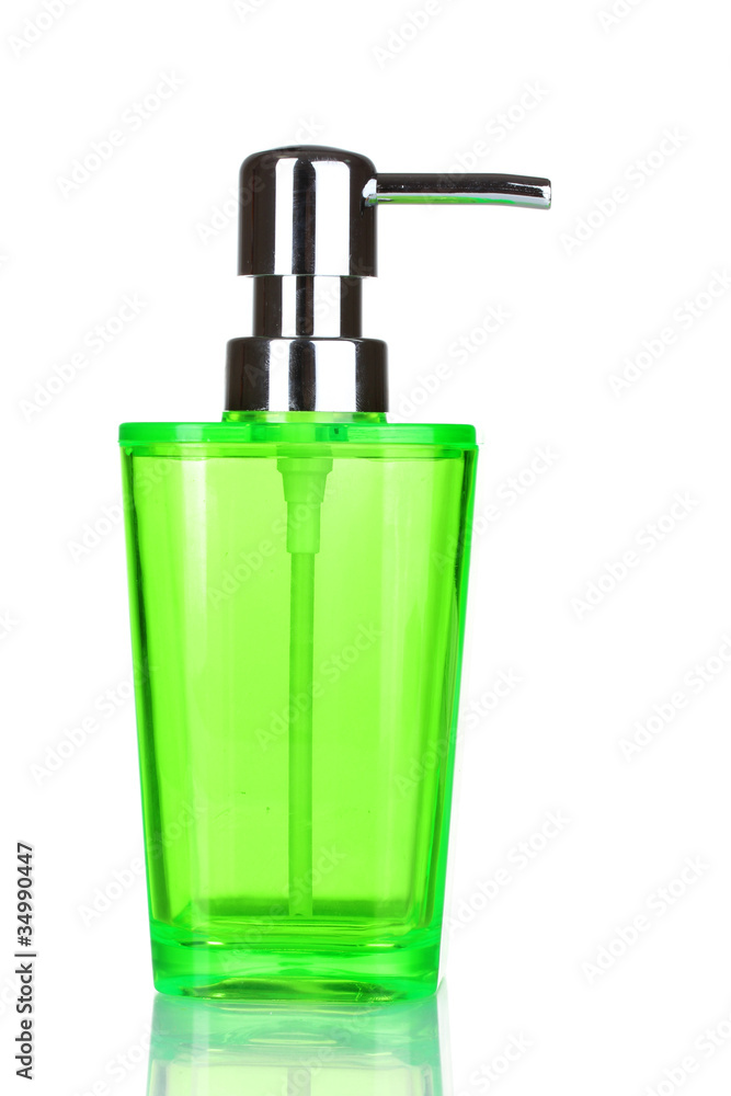 green dispenser for liquid soap isolated on white green dispenser for liquid soap isolated on white