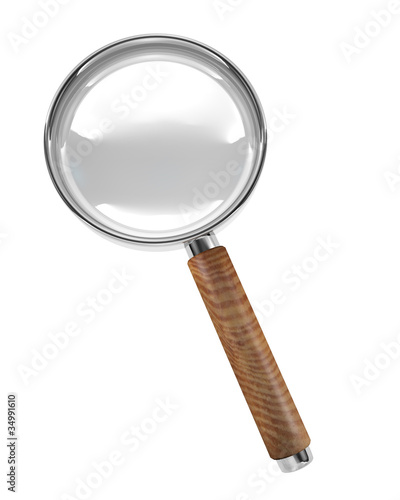 Hand magnifier 3d isolated icon