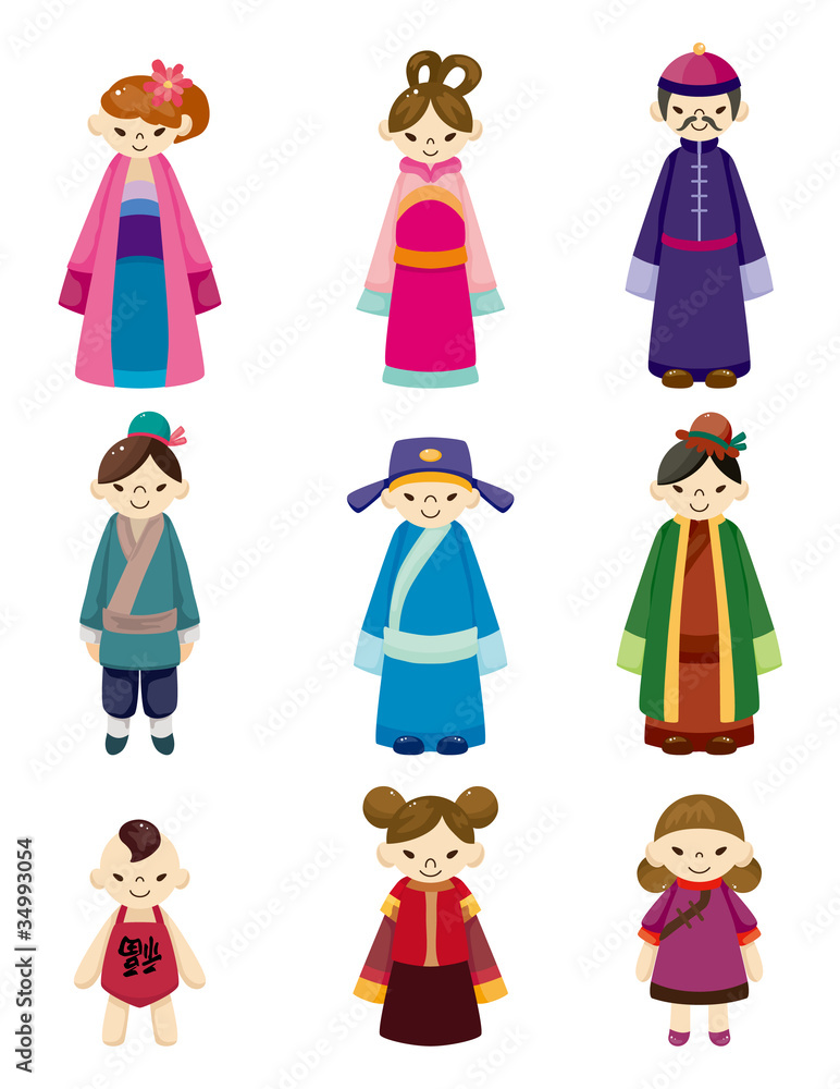 cartoon Chinese people icon set. cartoon Chinese people icon set.