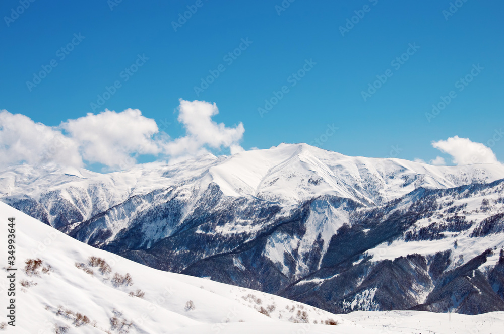 Fototapeta premium High mountains under snow in the winter