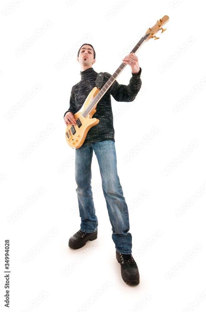 Guitar player isolated on the white background Guitar player isolated on the white background