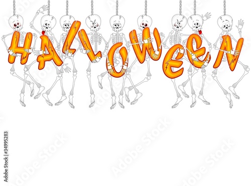 Halloween Scheletro Sfondo-Cartoon Skeleton Background-Vector