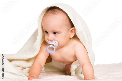 Принти на полотні cute baby with a teat