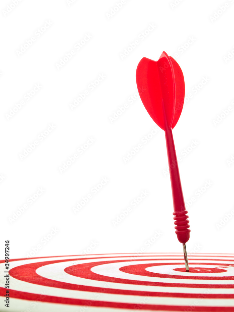 Red dart on red dartboard Red dart on red dartboard