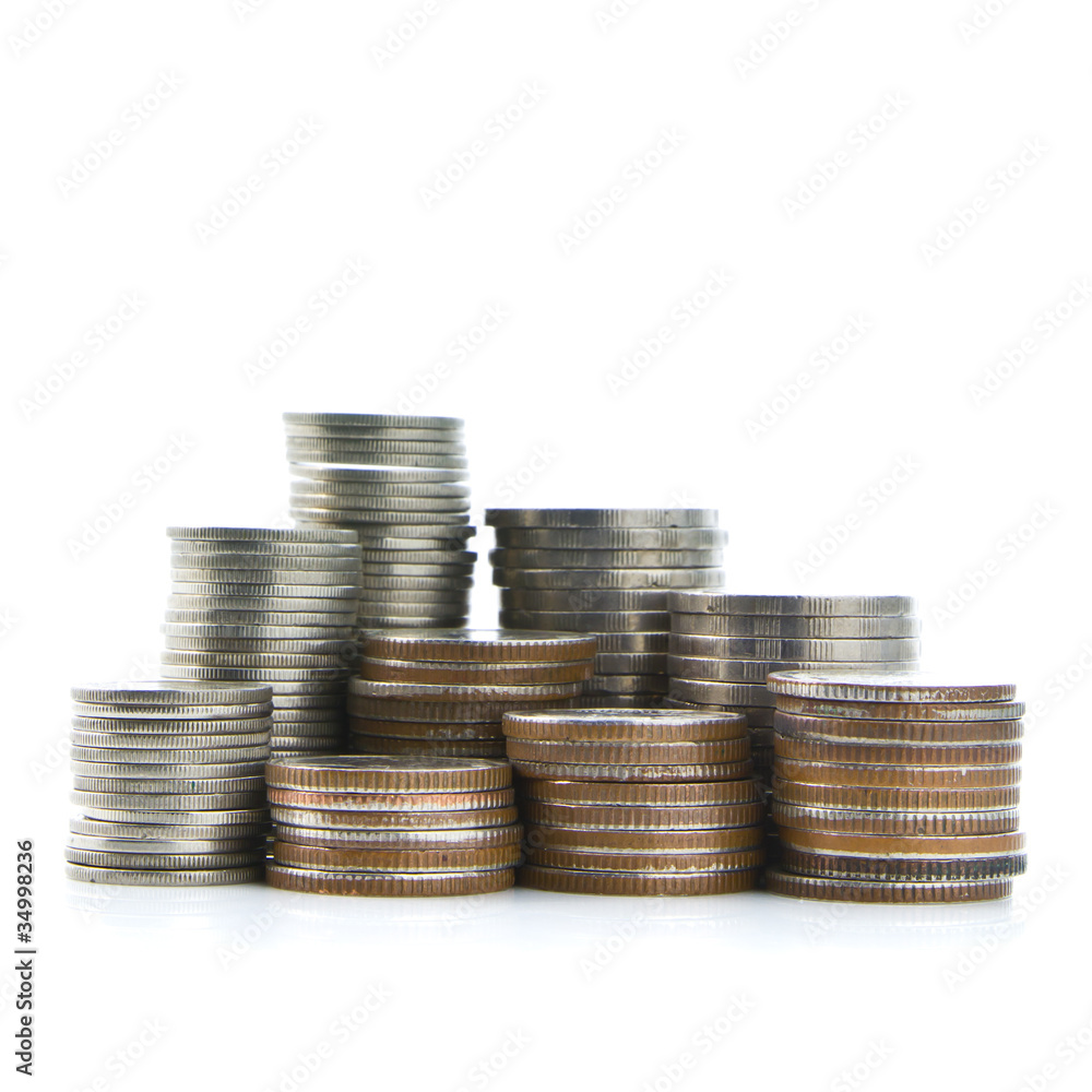 Heap of coins isolated on white background Heap of coins isolated on white background