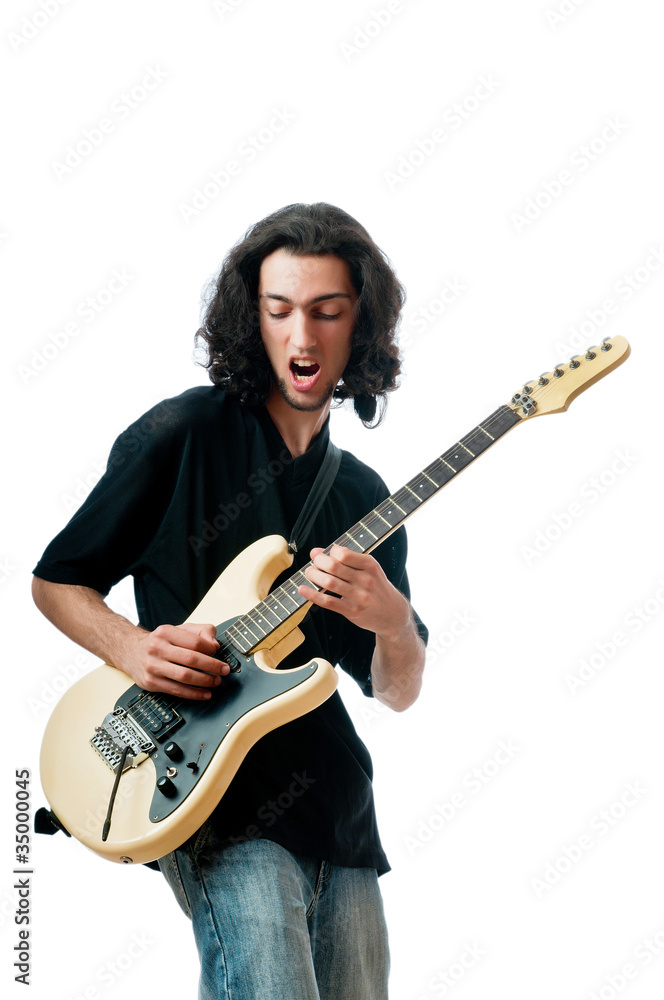 Guitar player isolated on the white background Guitar player isolated on the white background