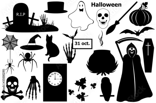 Halloween elements isolated on white