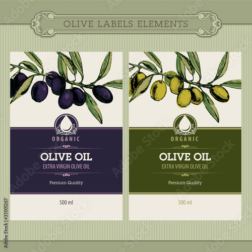 Set of olive oil labels