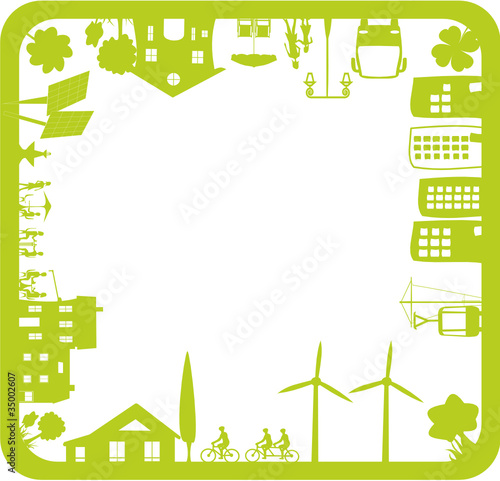 ville écologique dans carré vert