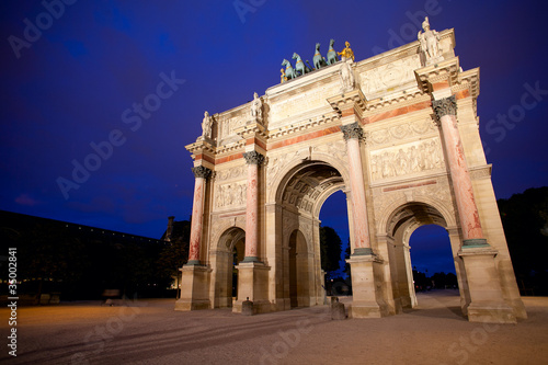 Triumphal arch in Paris night shot