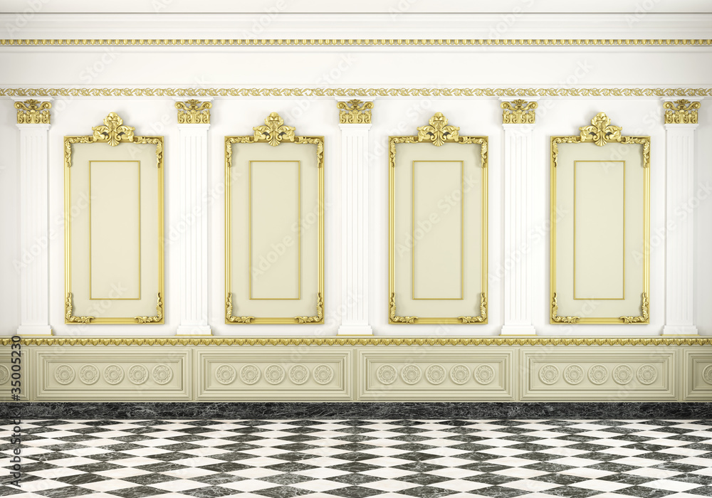 Fotografie classic wall background with golden molding