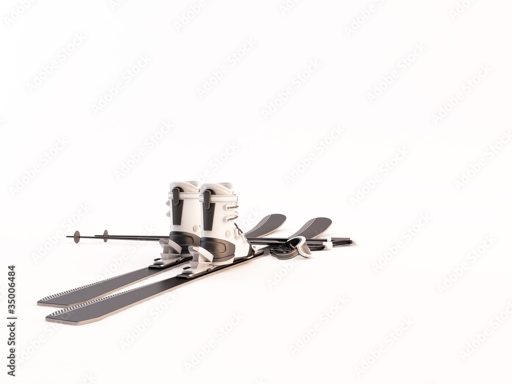 sci scarponi racchette rendering 3d sci scarponi racchette rendering 3d