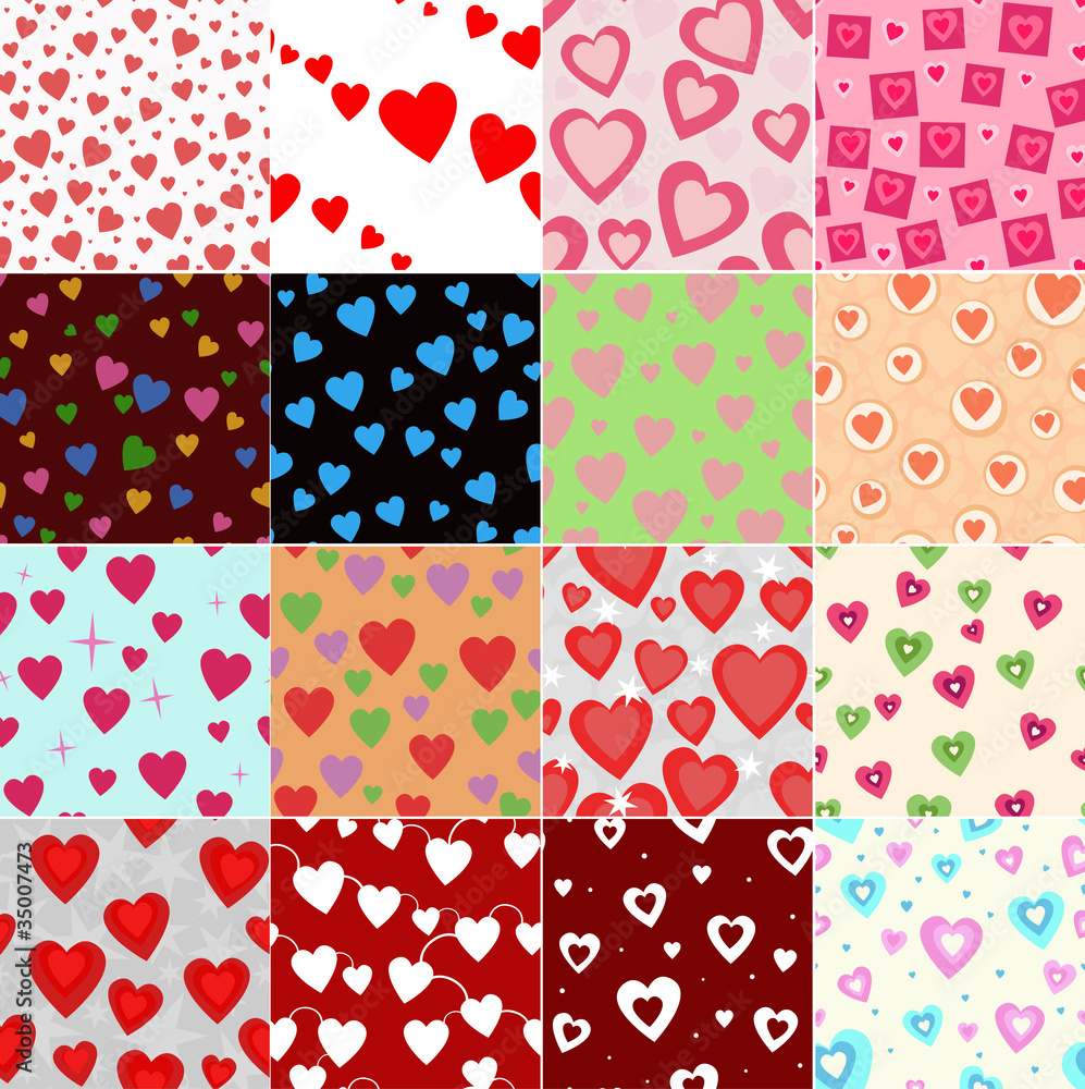 Fototapeta premium super set vector seamless pattern with hearts