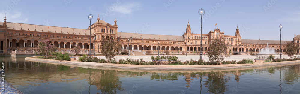 Panoramic view of Plaza de Espana in Seville