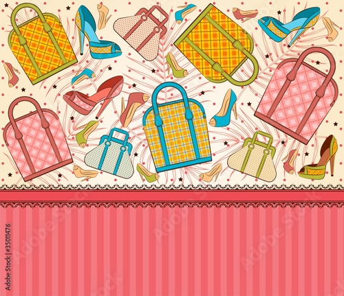Cartoon woman's bag and shoes