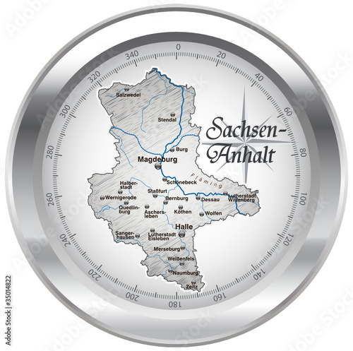 Sachsen-Anhalt Kompass chrom in SVG