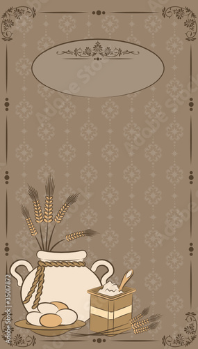 Vintage healthy meal ingredients. Vector