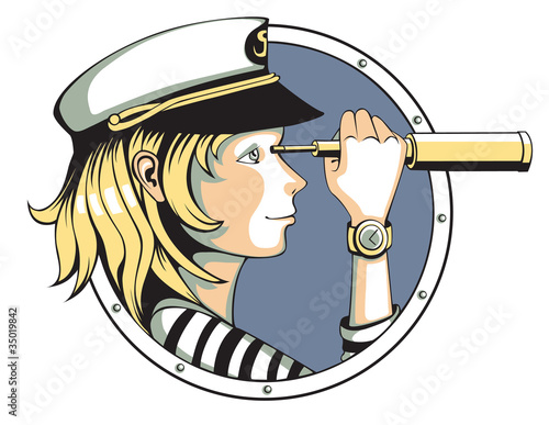 Girl with spyglass